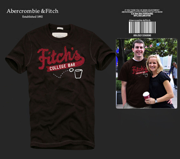 Abercrombie Fitch Hombres De Cuello Redondo Con Gente Fotos Corto Remera AF5690